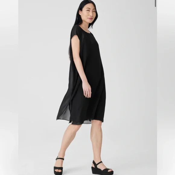 Eileen Fisher | Dresses | Nwt Eileen Fisher Sheer Silk Georgette Layered  Dress | Poshmark